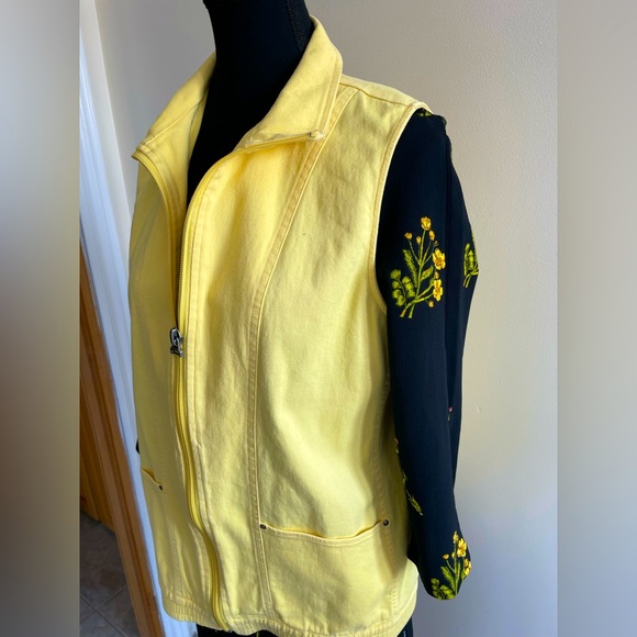 Vintage city blues yellow denim vest size M - Picture 2 of 4